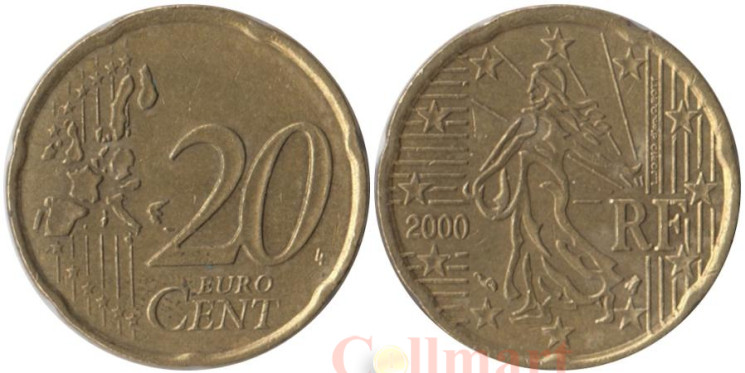  Франция. 20 евроцентов 2000 год. Сеятельница. 