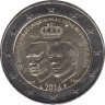  Люксембург. 2 евро 2014 год. 50 лет вступления на престол Герцога Жана. 