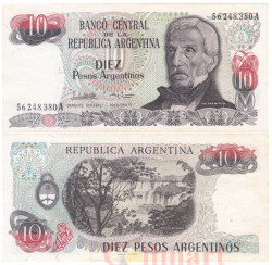 Бона. Аргентина 10 песо 1983-84 год. Хосе де Сан-Мартин. (XF)