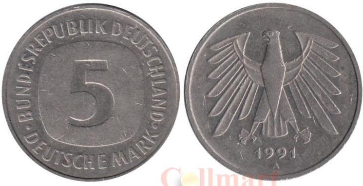  Германия (ФРГ). 5 марок 1991 год. (A) 