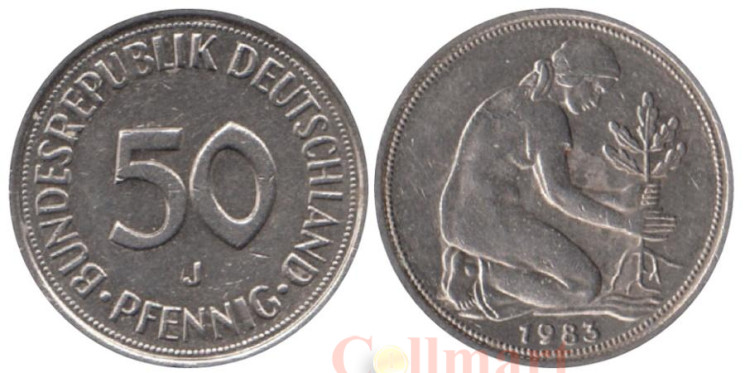  ФРГ. 50 пфеннигов 1983 год. (J) 