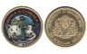  Памятный жетон. Силенд. 10 долларов 2025 год. История Российской космонавтики - Белка и Стрелка. (цветное покрытие) 