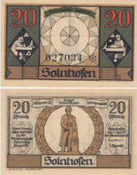 Бона. Германия. Зольнхофен 20 пфеннигов 1921 год. Нотгельд. (XF)