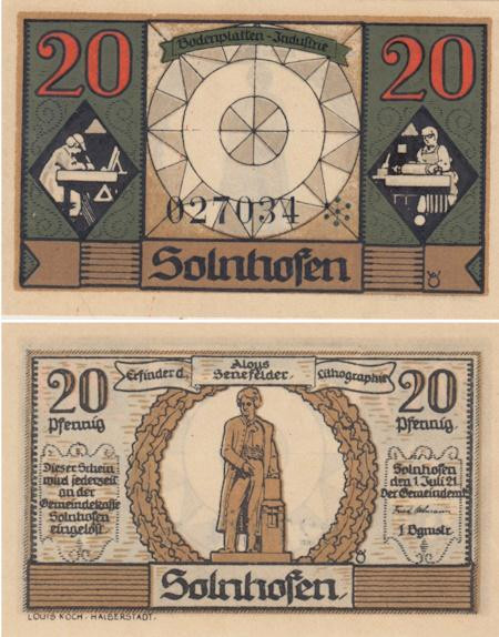  Бона. Германия. Зольнхофен 20 пфеннигов 1921 год. Нотгельд. (XF) 