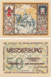 Бона. Германия. Вестербург 50 пфеннигов 1920 год. Зальная церковь. Нотгельд. (XF)