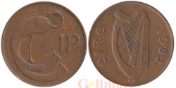 Ирландия. 1 пенни 1982 год. Павлин.