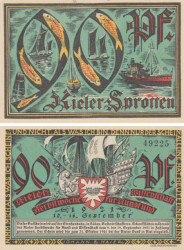 Бона. Германия. Киль 90 пфеннигов 1921 год (вариант 2). Нотгельд. (XF)