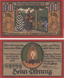 Бона. Германия. Вернигероде 10 пфеннигов 1921 год. Нотгельд. (XF)