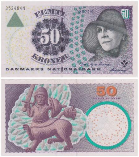  Бона. Дания 50 крон 2002 год. Карен Бликсен. (XF) 