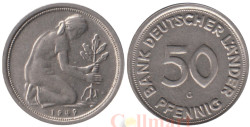 Германия (ФРГ). 50 пфеннигов 1949 год. Женщина, сажающая росток дуба. (G)