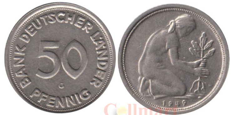  ФРГ. 50 пфеннигов 1949 год. (G) 