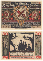 Бона. Германия. Наумбург 50 пфеннигов 1920 год. Аверс с вишенками, литера L. Нотгельд. (XF)