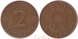 Латвия. 2 сантима 2000 год.