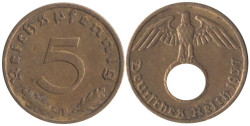 Германия - Третий рейх. 5 рейхспфеннигов 1937 год. (F)