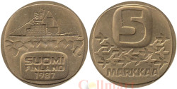 Финляндия. 5 марок 1987 год. Ледокол Урхо. (М)
