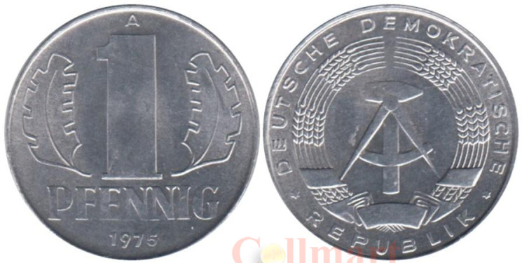  ГДР. 1 пфенниг 1975 год. 