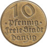  Данциг. 10 пфеннигов 1932 год. Рыба. 