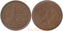 Гибралтар. 2 пенса 1990 год. Маяк. (AB)