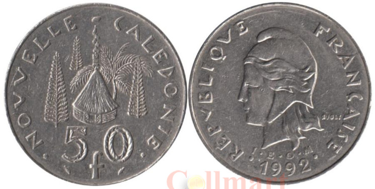  Новая Каледония. 50 франков 1992 год. Хижина. 