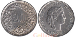 Швейцария. 20 раппенов 1964 год.