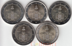Германия. Набор монет (5 штук), 2 евро 2015 год. Гессен. Церковь Святого Павла. (A,D,F,G,J)