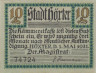  Бона. Германия. Хёкстер 10 пфеннигов 1921 год. Нотгельд. (XF) 