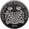  Сьерра-Леоне. 1 доллар 2011 год. Чернорукий гиббон. 