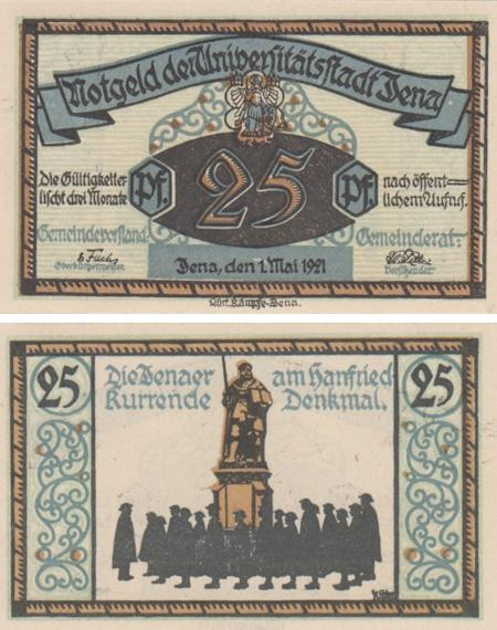  Бона. Германия. Йена 25 пфеннигов 1921 год. Нотгельд. (XF) 