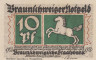  Бона. Германия. Брауншвейг 10 пфеннигов 1921 год. Нотгельд. (XF) 