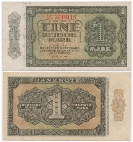  Бона. Германия (ГДР) 1 марка 1948 год. (VF) P-9b 