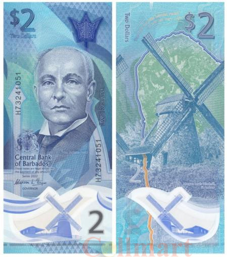  Бона. Барбадос 2 доллара 2022 год. Джон Редман Бовелл. (Пресс) 