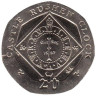  Остров Мэн. 20 пенсов 2010 год. Часы замка Рашен. 