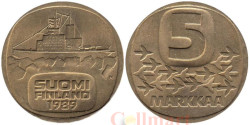 Финляндия. 5 марок 1989 год. Ледокол Урхо.