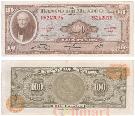  Бона. Мексика 100 песо 1973 год. Мигель Идальго-и-Костилья. (VF) 