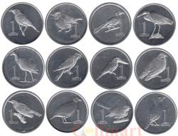 Самоа. Набор монет 1 сене 2020 год. Птицы Самоа. (12 штук)