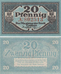 Бона. Германия. Котбус 20 пфеннигов 1921 год. Нотгельд. (XF)