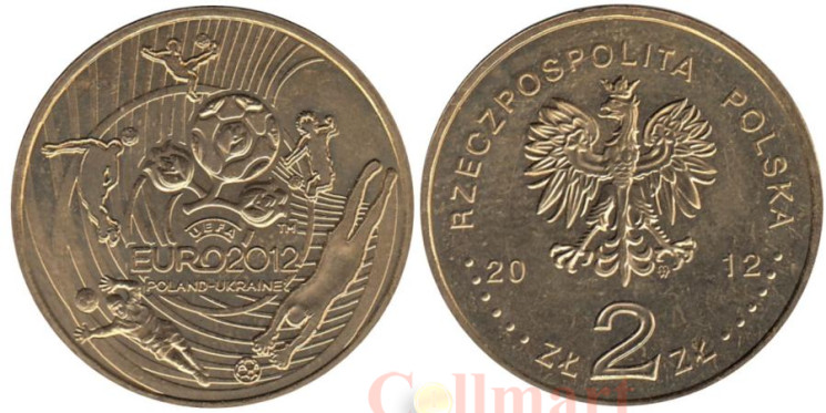  Польша. 2 злотых 2012 год. Чемпионат Европы по футболу 2012. 