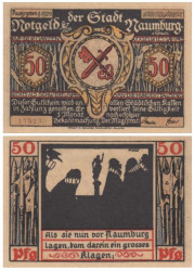 Бона. Германия. Наумбург 50 пфеннигов 1920 год. Аверс без вишенок, вар. 2. Нотгельд. (VF) 