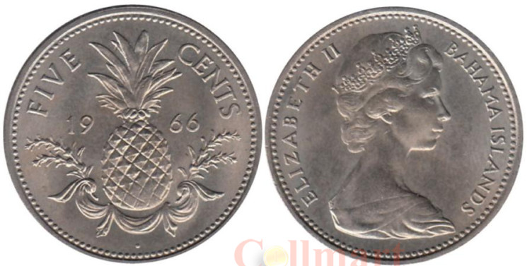  Багамские острова. 5 центов 1966 год. Ананас. 