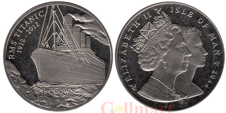  Остров Мэн. 1 крона 2012 год. 100 лет гибели Титаника - айсберг. 