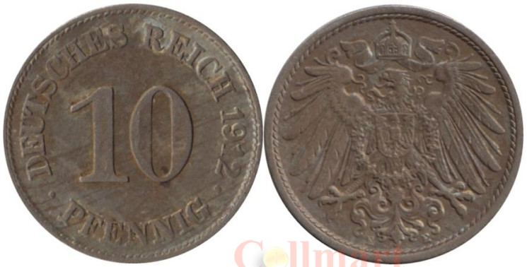  Германская империя. 10 пфеннигов 1912 год. (E) 