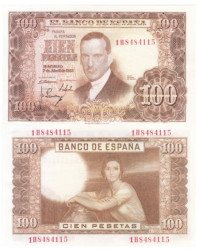 Бона. Испания 100 песет 1953 год. Хулио Ромеро де Торрес. (Пресс)