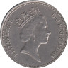  Великобритания. 5 новых пенсов 1988 год. Корона над цветком репейника (эмблема Шотландии). 