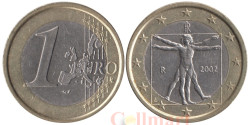 Италия. 1 евро 2002 год. Витрувианский человек.