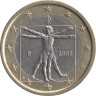  Италия. 1 евро 2002 год. Витрувианский человек. 