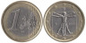  Италия. 1 евро 2002 год. Витрувианский человек. 