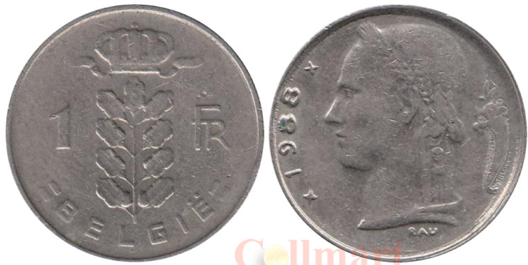  Бельгия. 1 франк 1988 год. BELGIE 