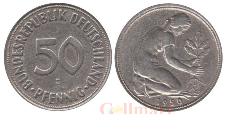  ФРГ. 50 пфеннигов 1950 год. (J) 