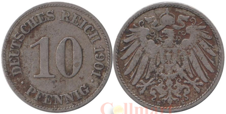  Германская империя. 10 пфеннигов 1901 год. (E) 