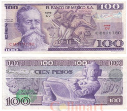 Бона. Мексика 100 песо 1974 год. Венустиано Карранса. (VF)